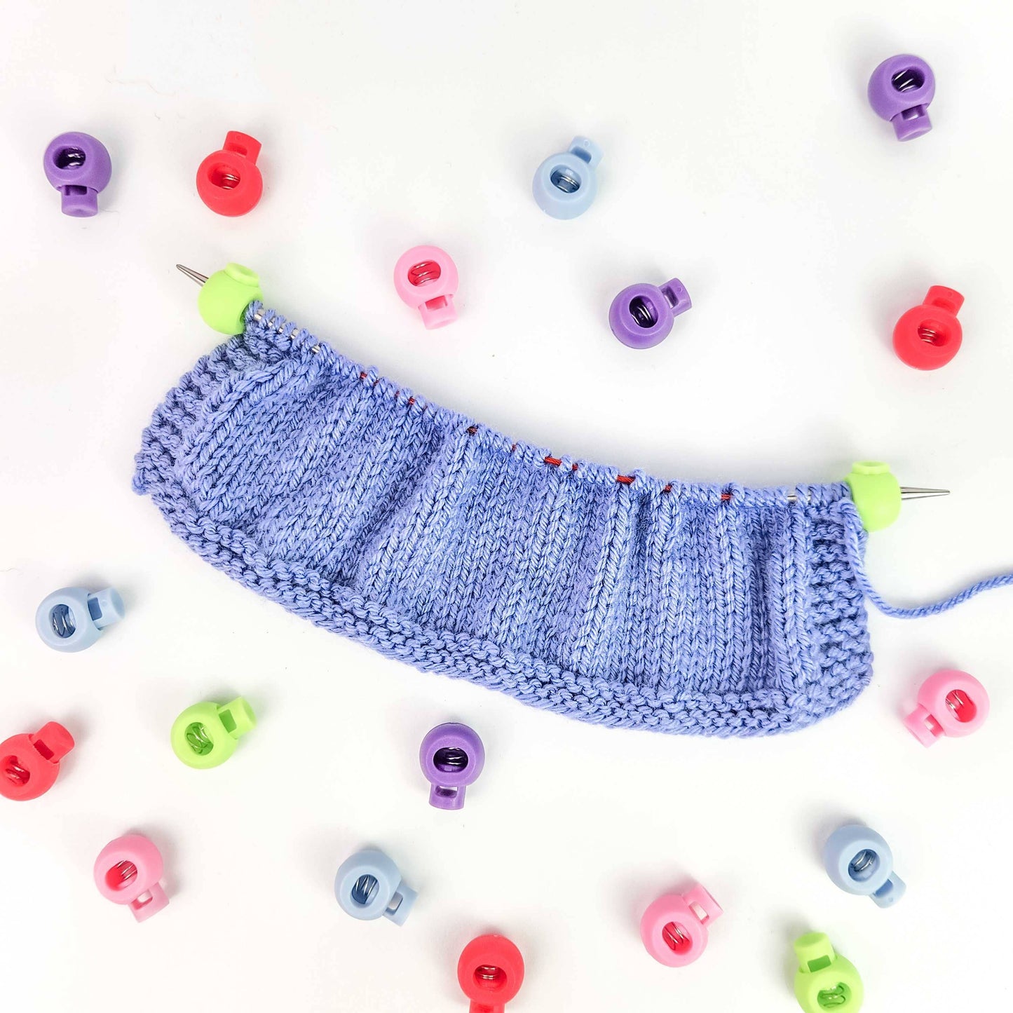 Cable Locks - Circular Needle Cord Stops - 2 pair: Periwinkle / Large (up to US 10.5)