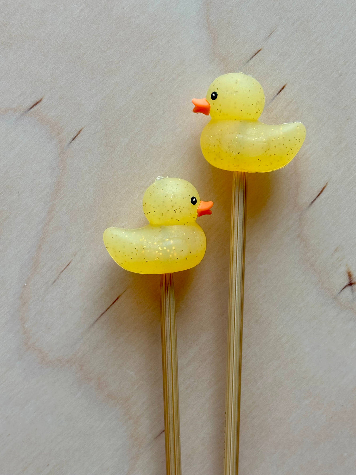 Knitting Needle Point Protectors GLITTER Yellow Rubber Ducks by Comma Craft Co