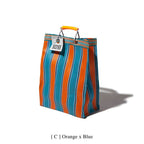 RECYCLED PLASTIC STRIPE BAG - Rectangle D15: Green x Purple by Puebco