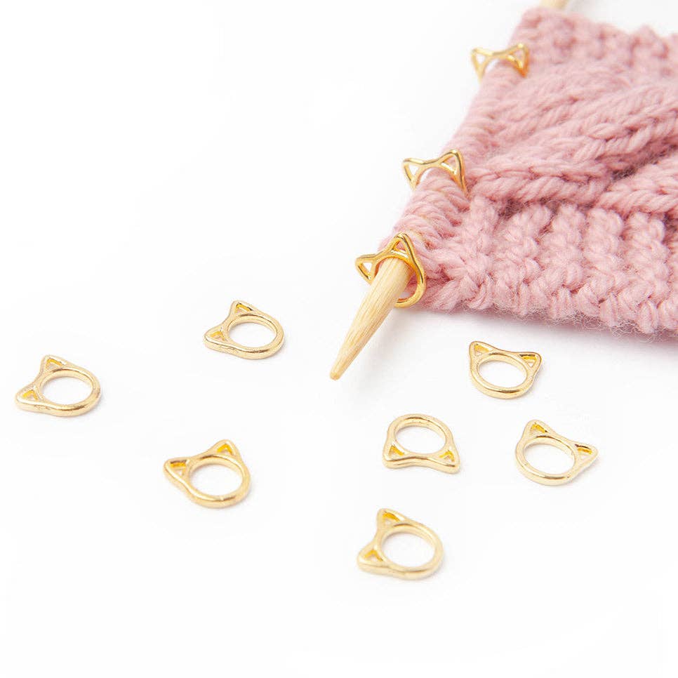 Solid Cats - Simple Stitch Markers for Knitting - Gold: Medium (up to US 8)