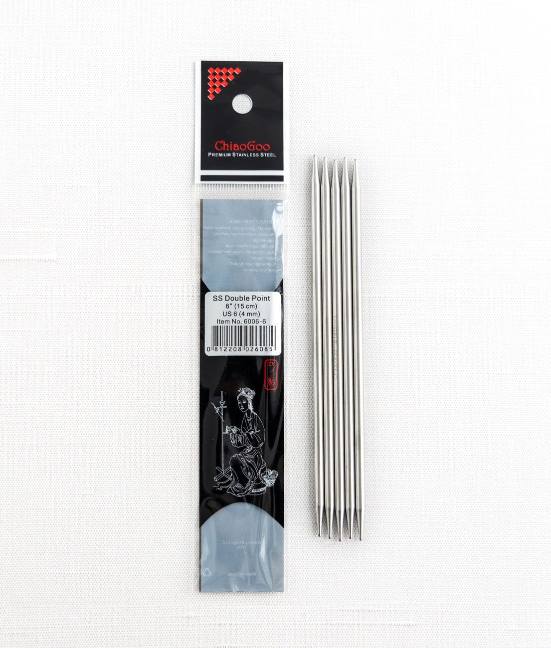 Agujas de doble punta de acero de ChiaoGoo, 6 in (15 cm)
