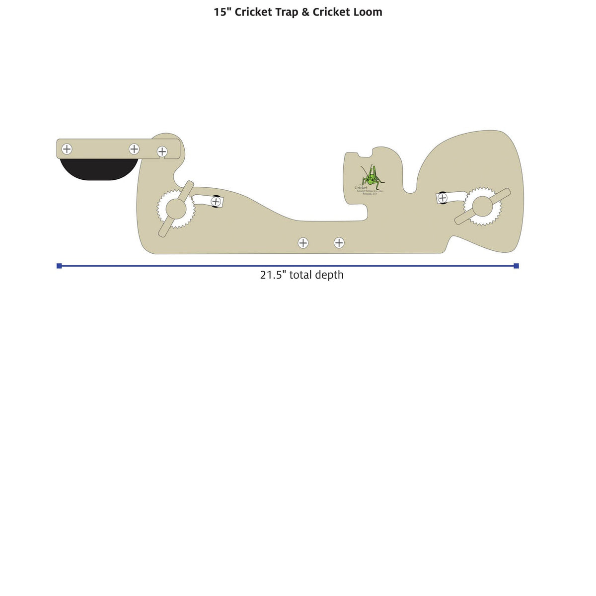 15" Cricket Trap by Schacht, dimensions diagram