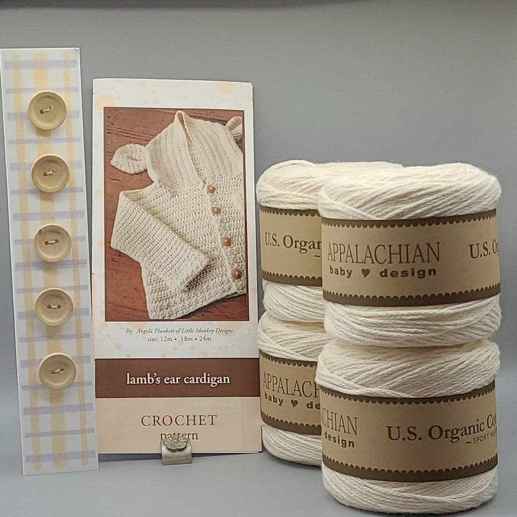 Cardigan Lambs Ear Kit - Crochet by Appalachian Baby Design