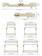 Telar plegable Flip de Schacht, diagrama de medidas