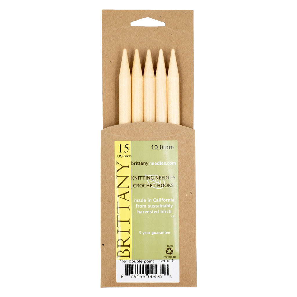 Brittany 7 1/2" Wooden Double Point, US 15 (10mm)