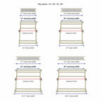 Telar plegable Flip de Schacht, diagrama de medidas de los peines