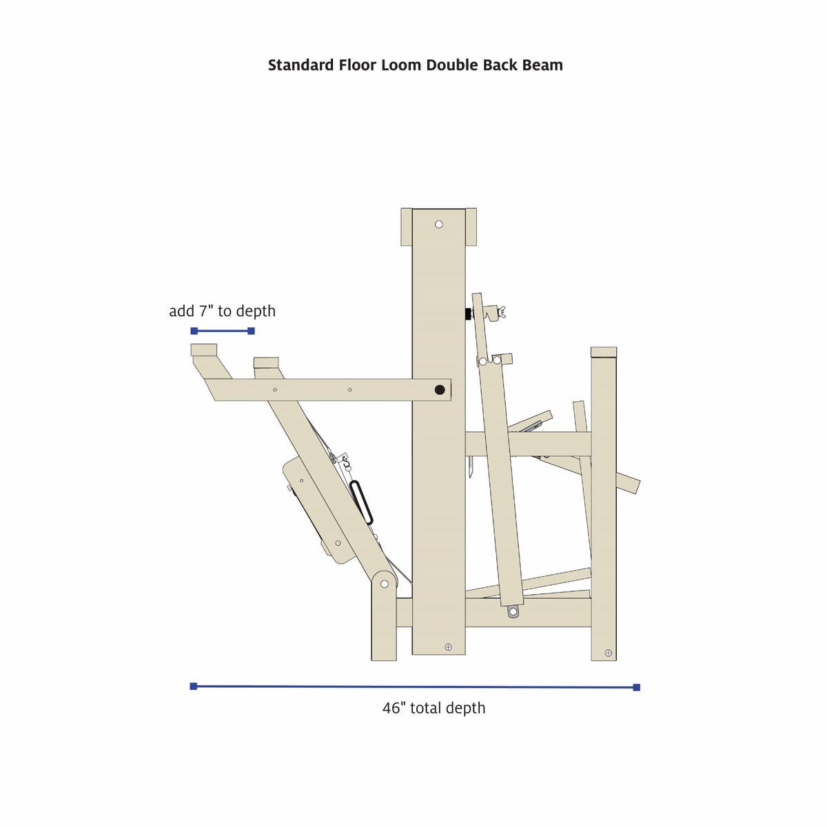 36" Double Back Beam Maple by Schacht, side dimensions diagram