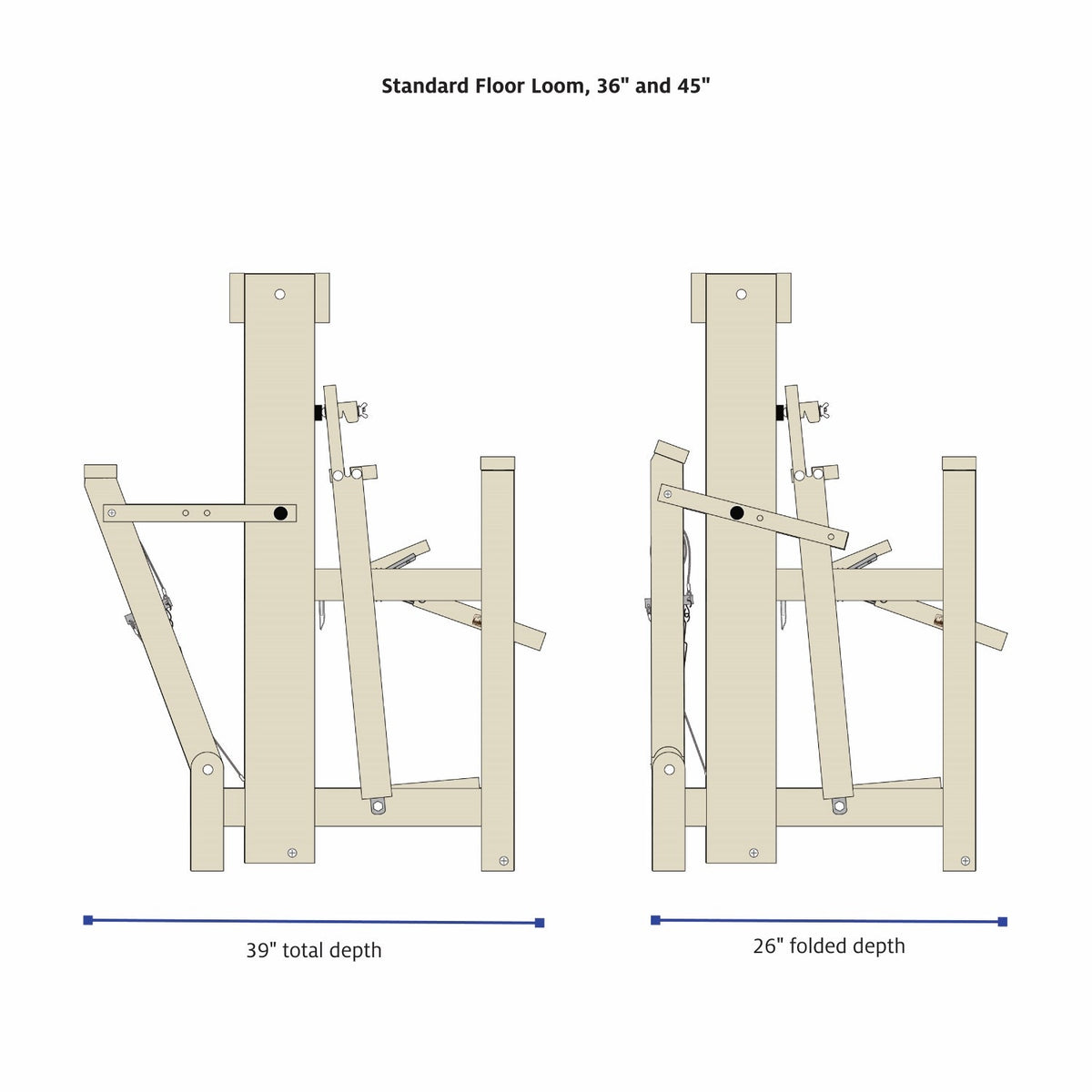 45" 8 Shaft High Castle Maple by Schacht, side dimensions diagram