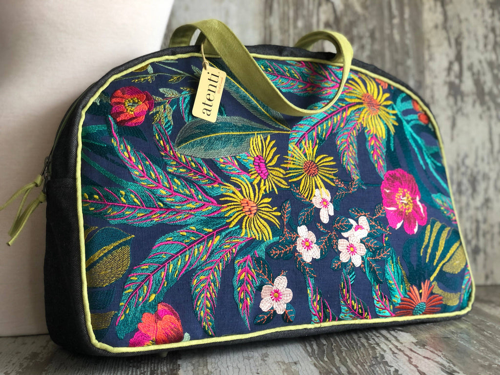 Bolsa de viaje Overnighter Weekender Flora de Atenti, hecha a mano en EE. UU.