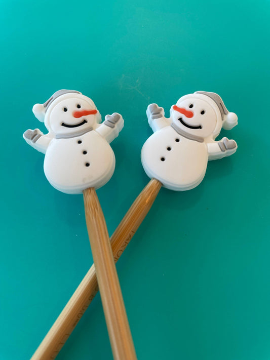 Knitting Needle Point Protectors Snowman Winter Notions: Blue