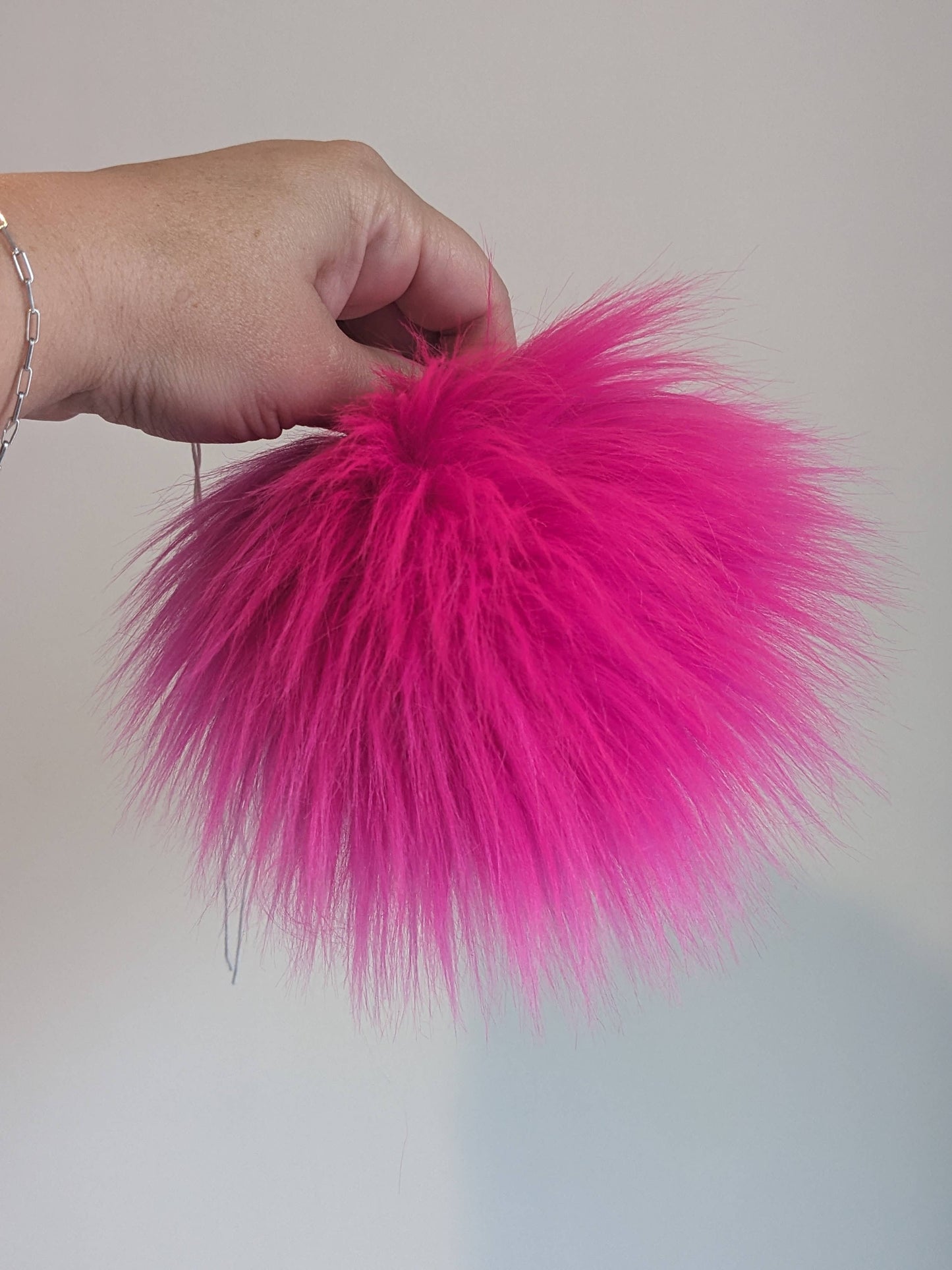 7" Detachable Faux Fur Pom Pom - Hot Pink