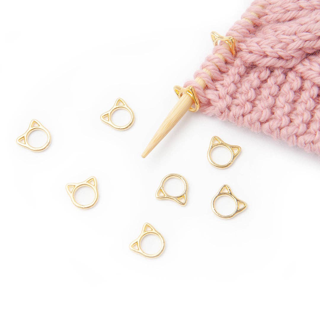Solid Cats - Simple Stitch Markers for Knitting - Gold: Medium (up to US 8)