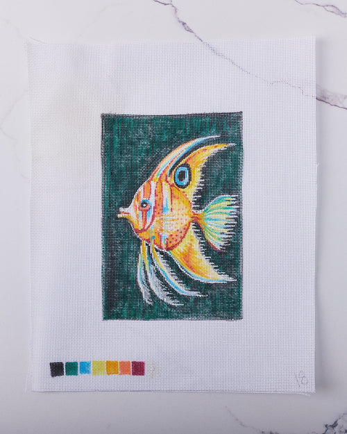 "Angelfish" - Hand Painted Needlepoint Canvas by HM Nabavian