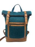 Fibres of Life - Mochila de fieltro y cuero natural, Aqua