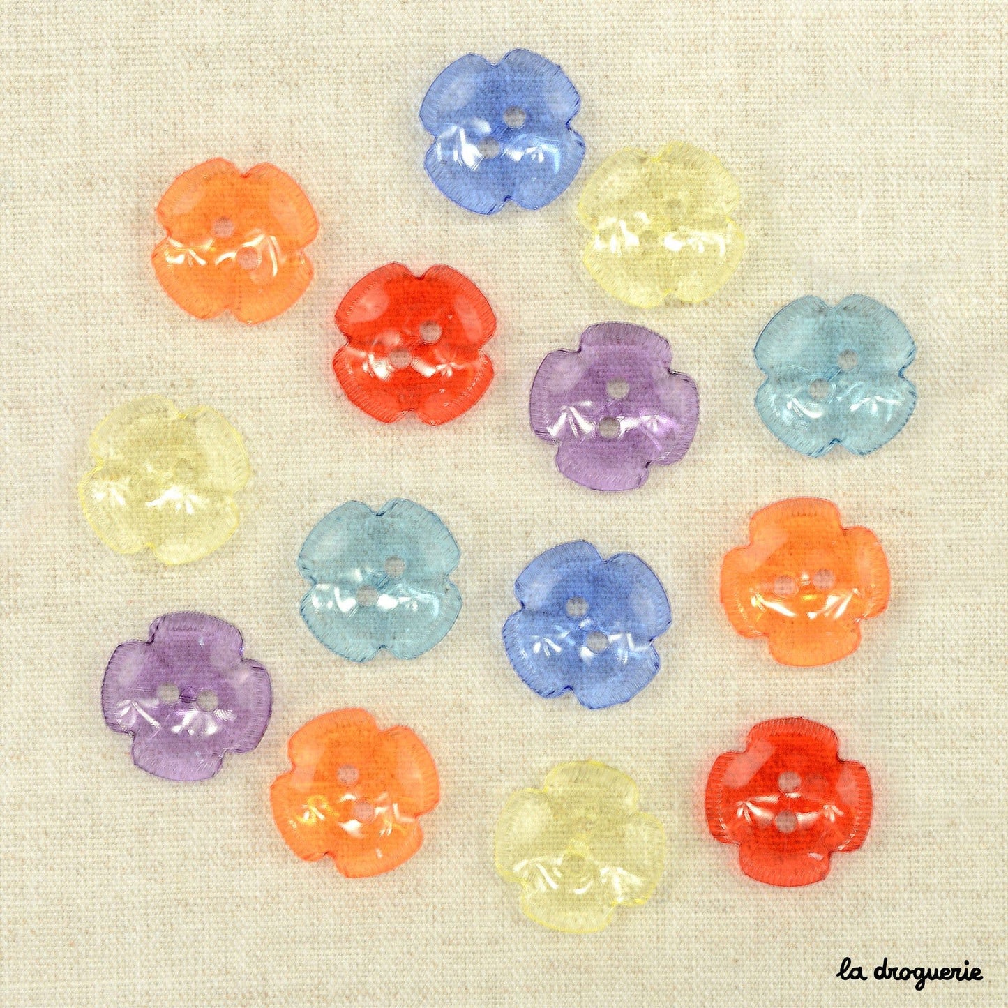 "Papeete flower 4 petals" button 18 mm: Sapphire blue