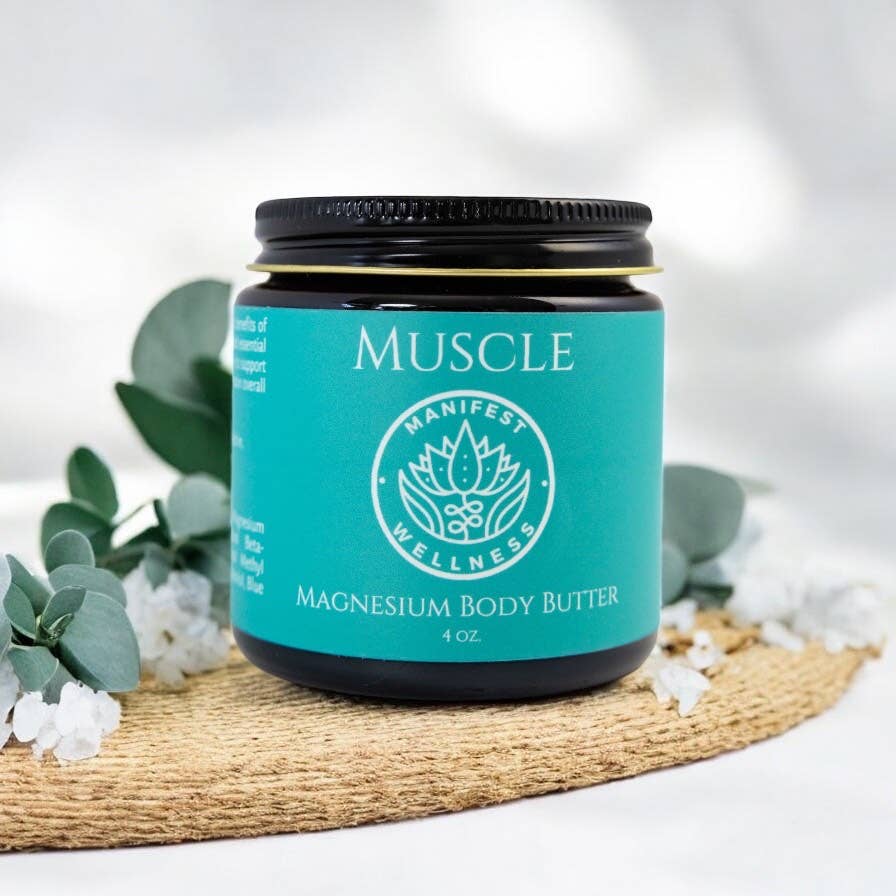 Manteca corporal de magnesio para músculos, con mantecas orgánicas y aceites calmantes de Manifest Wellness