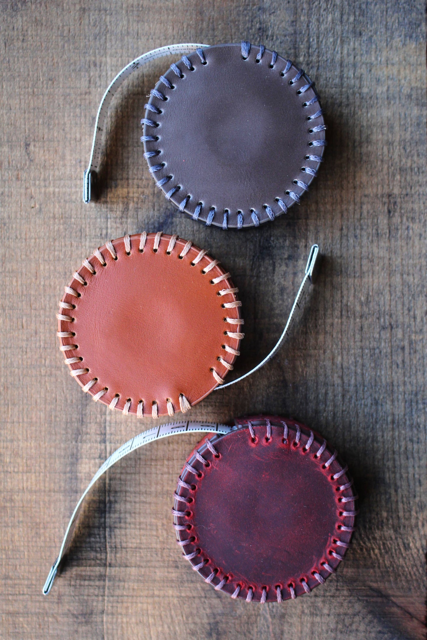 Hand-Stitched Leather Tape Measures