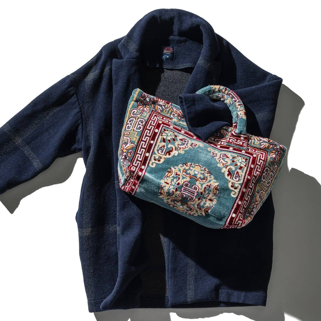 Polyester Cotton Rug Fabric Bag Blue by Puebco