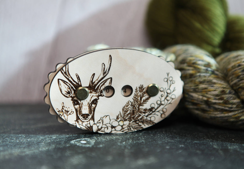 Deer in Forest Knitting and Crochet Row Counter by Sunrise Grove
