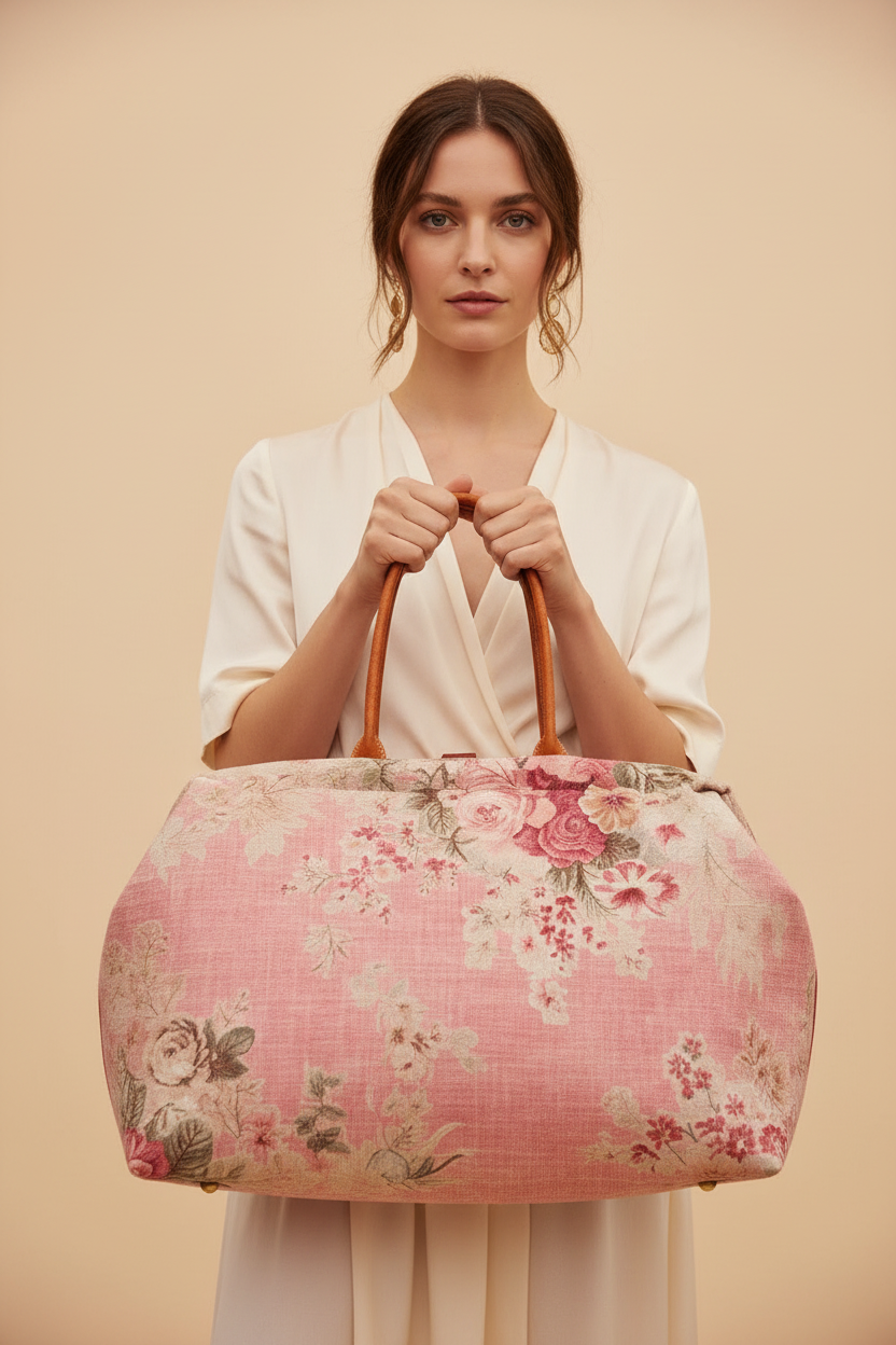 Rosewood Pioneer, Atenti USA Handmade, Floral Mary Poppins Snap Frame Bag