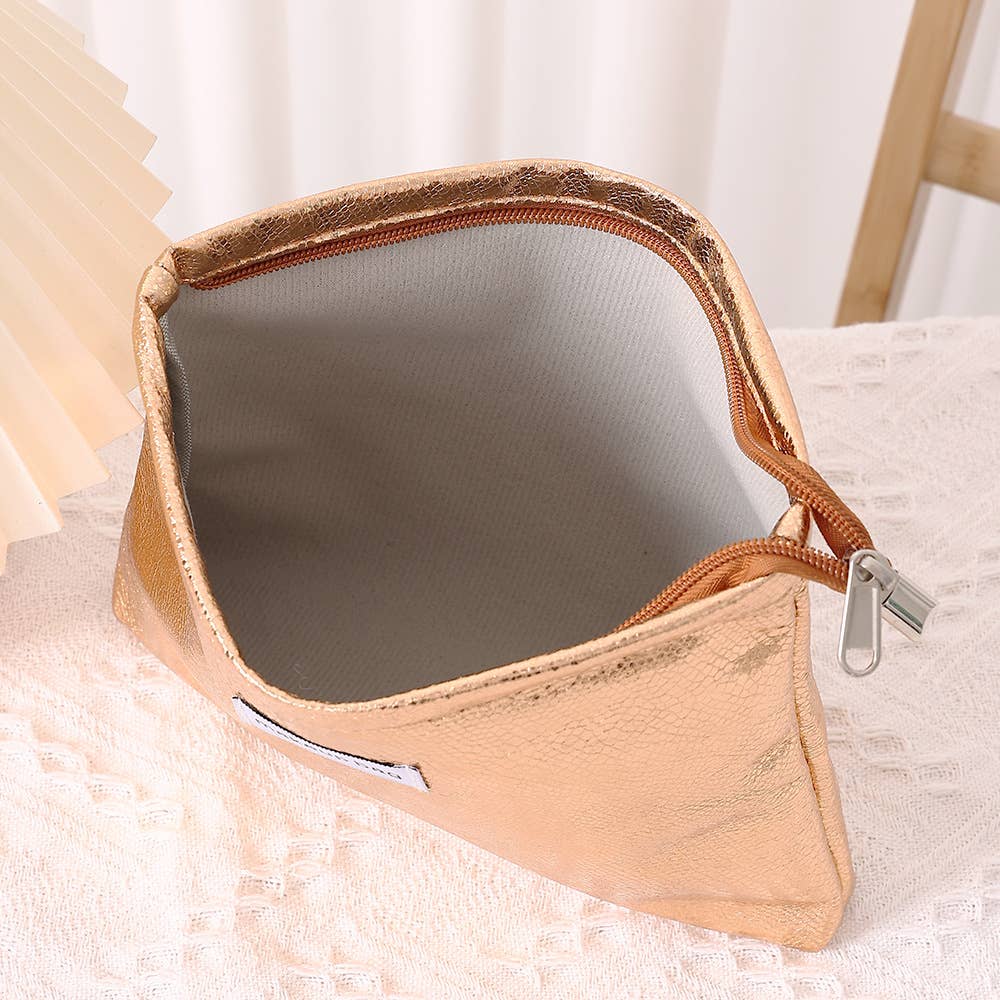 Mini Makeup Bag, Cute Small Makeup Bag for Purse: Gold