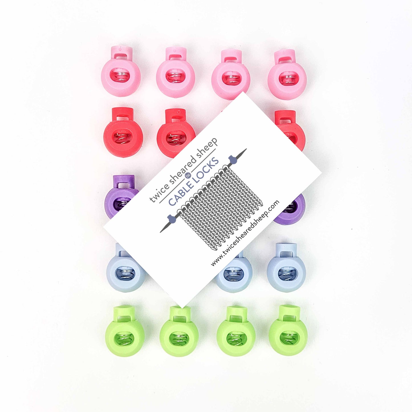 Cable Locks - Circular Needle Cord Stops - 2 pair: Bubble Gum / Medium (up to US 8)