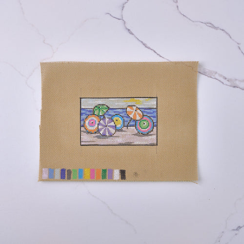 "Beach Umbrellas" Hand Painted Needlepoint Canvas by HM Nabavian