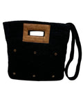 Fibres of Life - Bolsa tote de fieltro y cuero con botones, Black