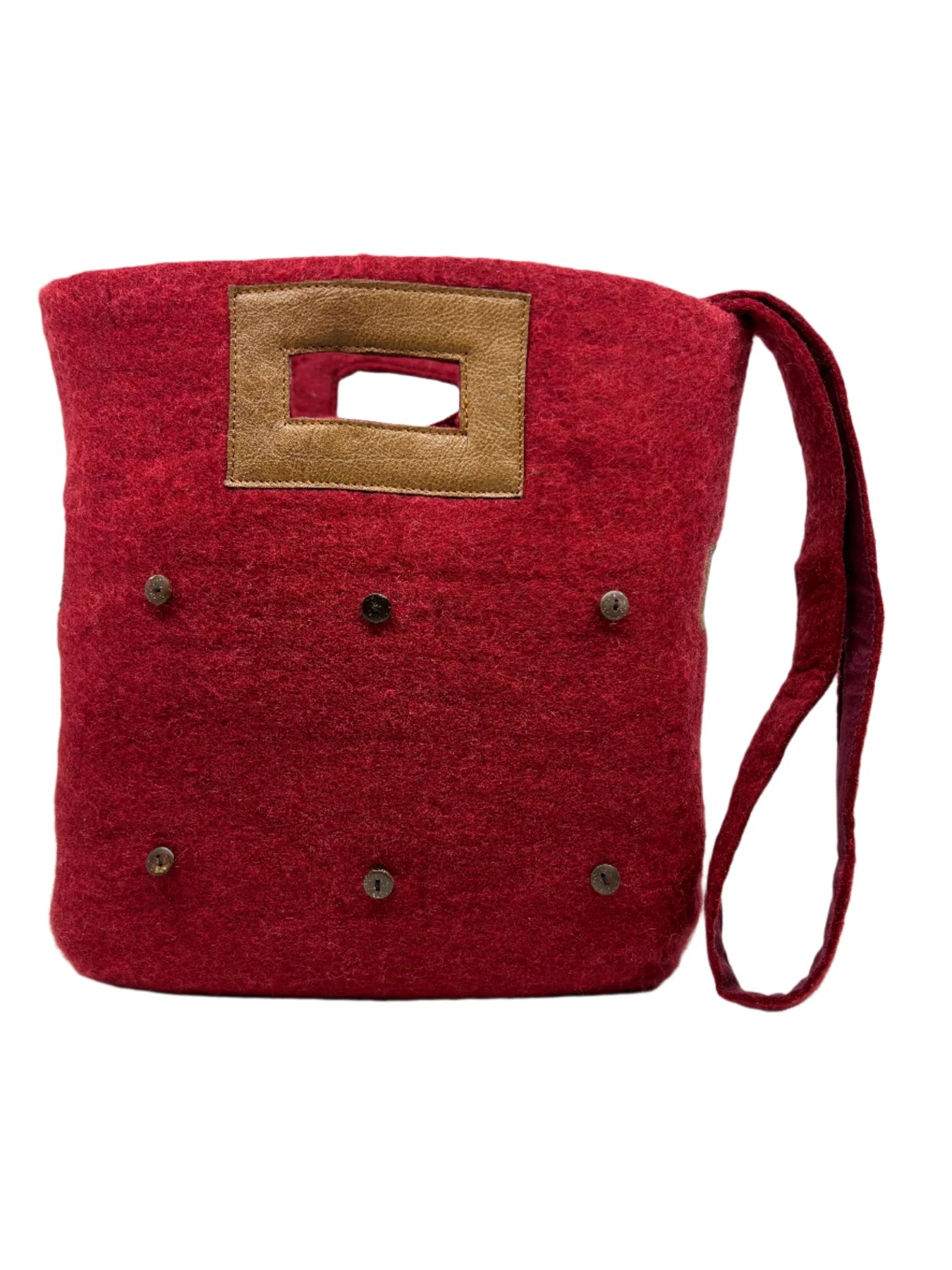 Fibres of Life - Felt and Leather Tote Bag with Buttons