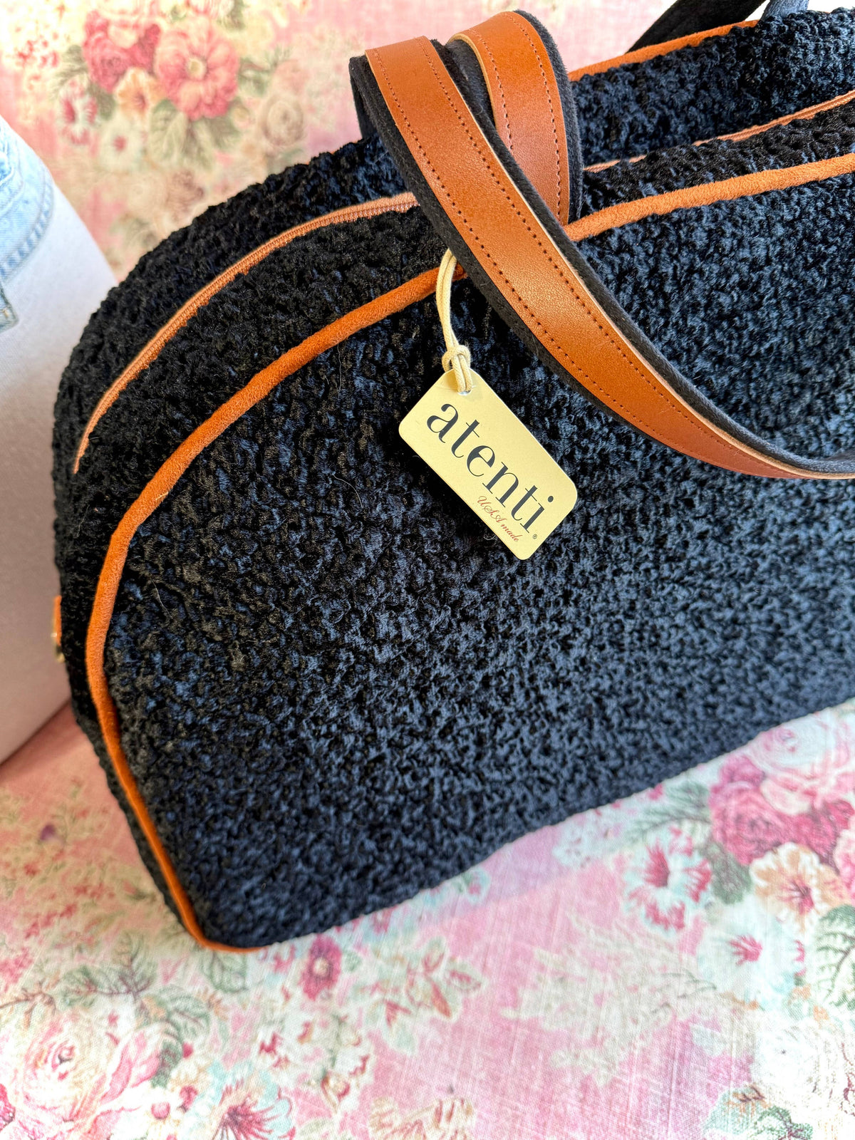 Bolsa de viaje Overnighter Weekender Persian Lamb de Atenti, hecha a mano en EE. UU.