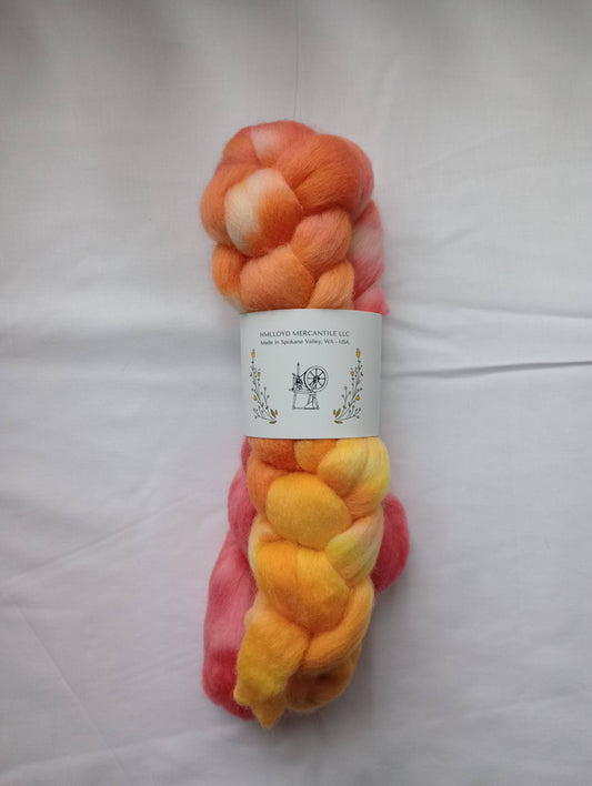 Hand Dyed Roving - Corriedale - 100 gram Braids