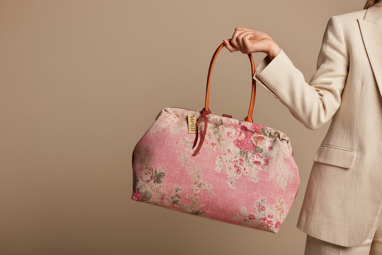 Rosewood Pioneer, Atenti USA Handmade, Floral Mary Poppins Snap Frame Bag
