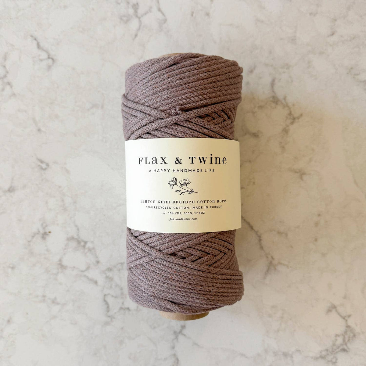 Cuerda trenzada de algodón Ashton de 5 mm de Flax & Twine