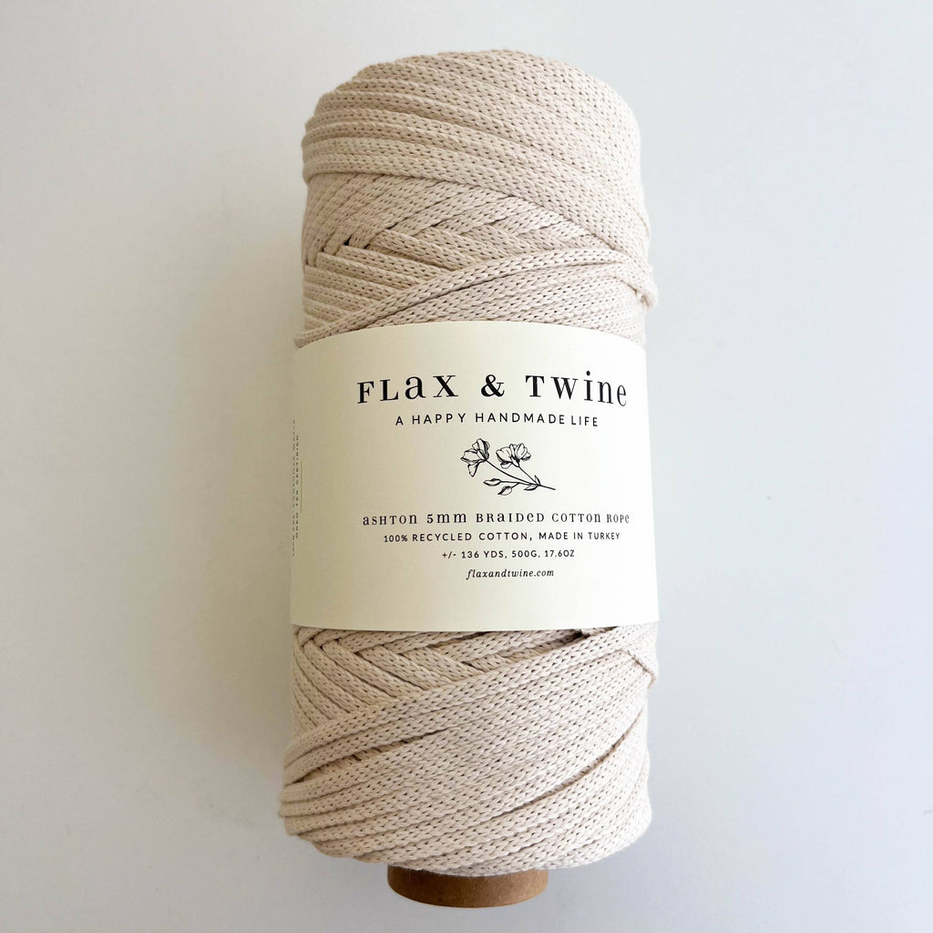 Cuerda trenzada de algodón Ashton de 5 mm de Flax & Twine