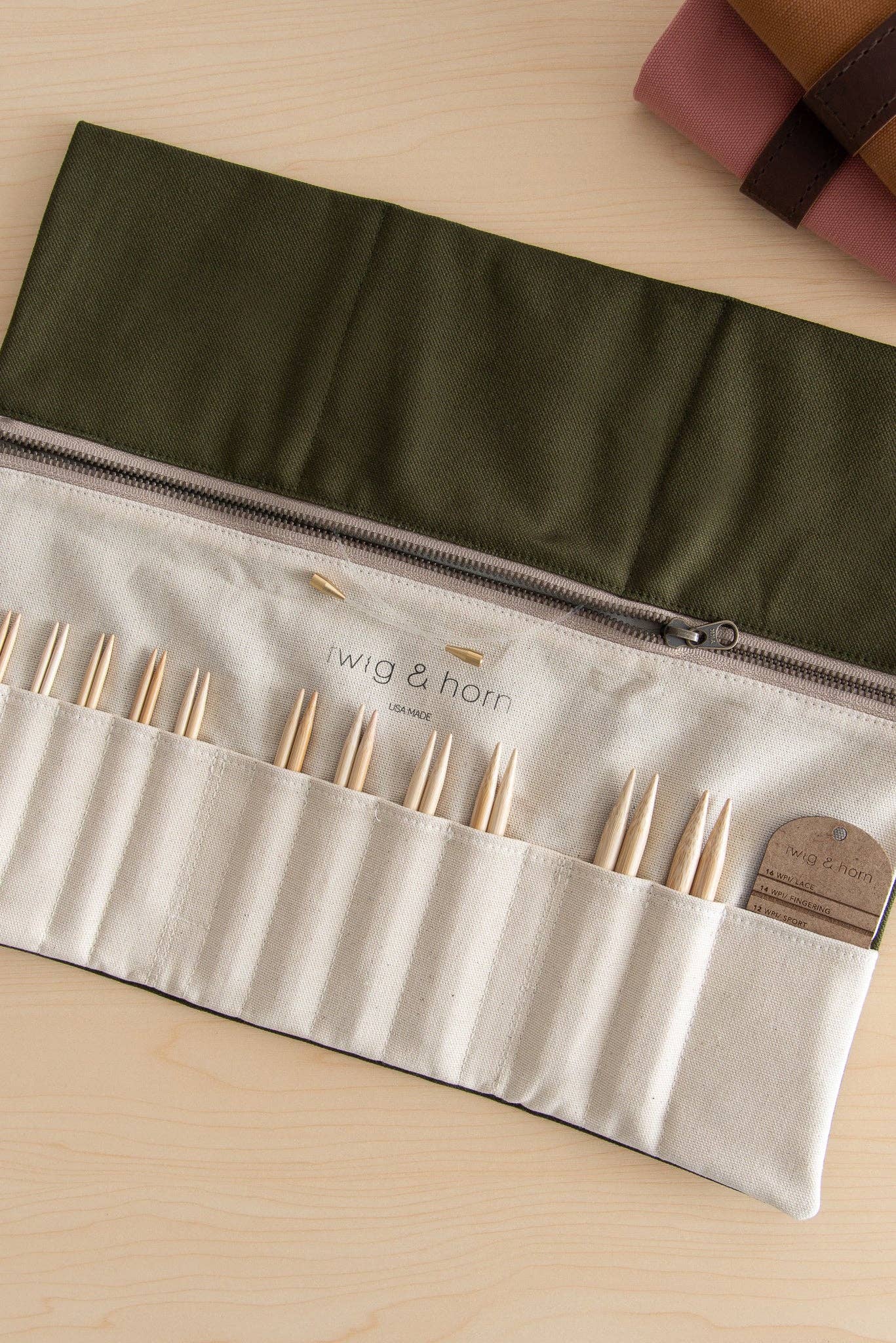 Standard canvas interchangeable needle case: Camel