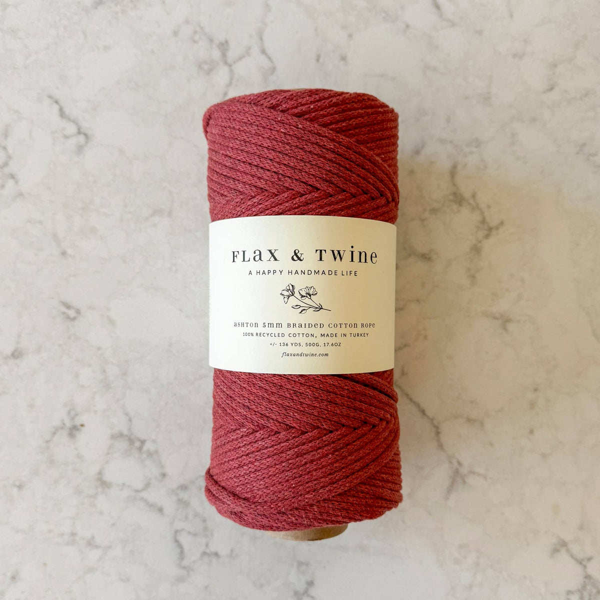 Cuerda trenzada de algodón Ashton de 5 mm de Flax & Twine
