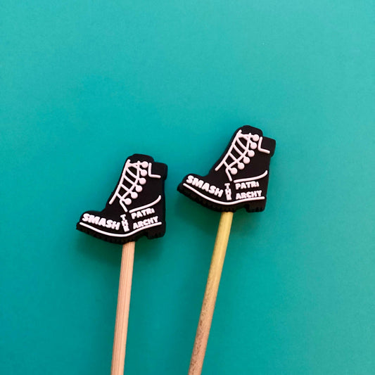 Knitting needle point protectors EXCLUSIVE smash patriarchy