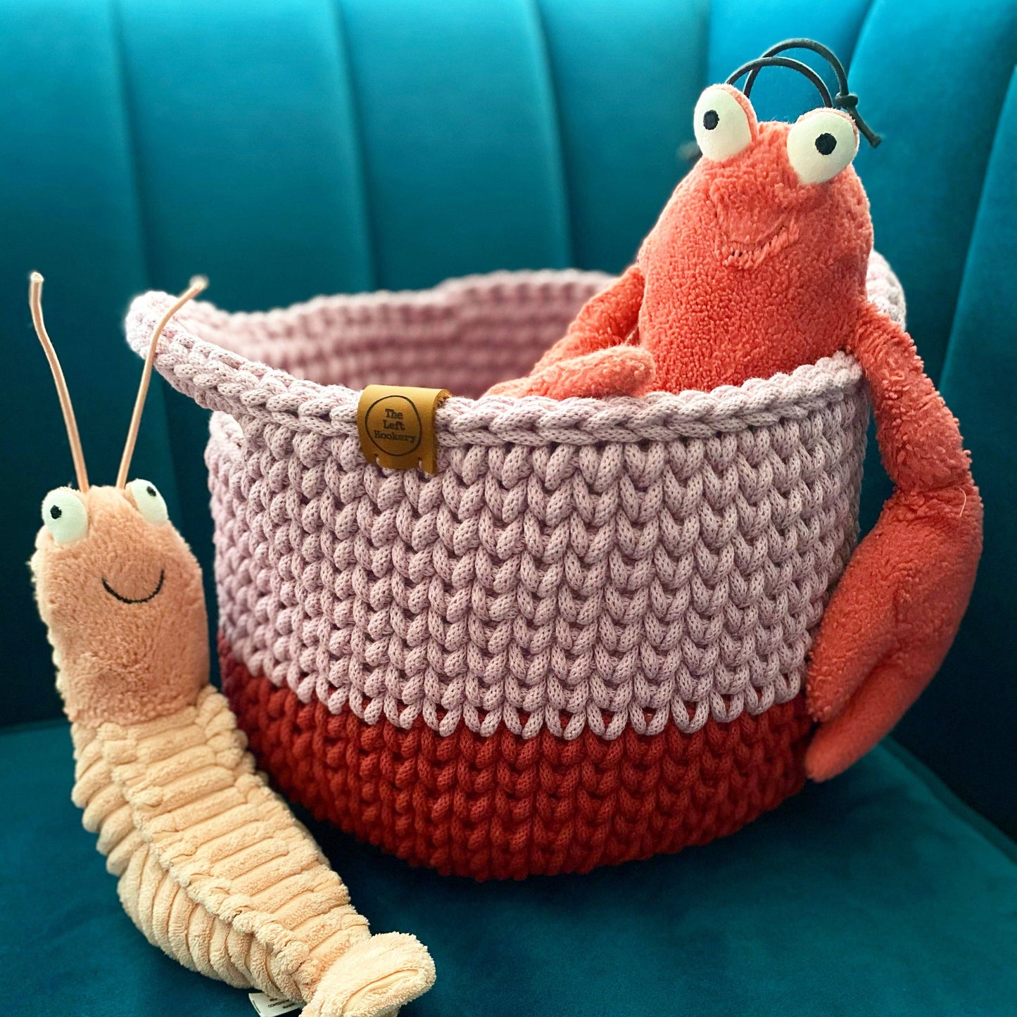 Two Tone Crochet Basket Kit: Peacock
