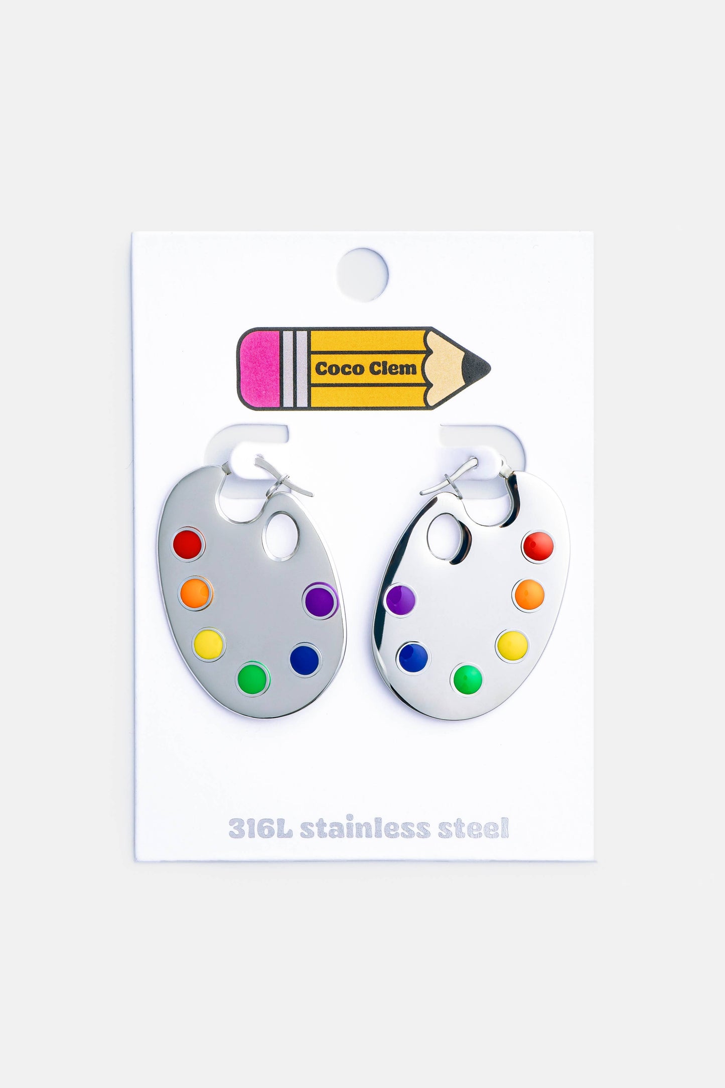 Paint Palette Earrings: Silver