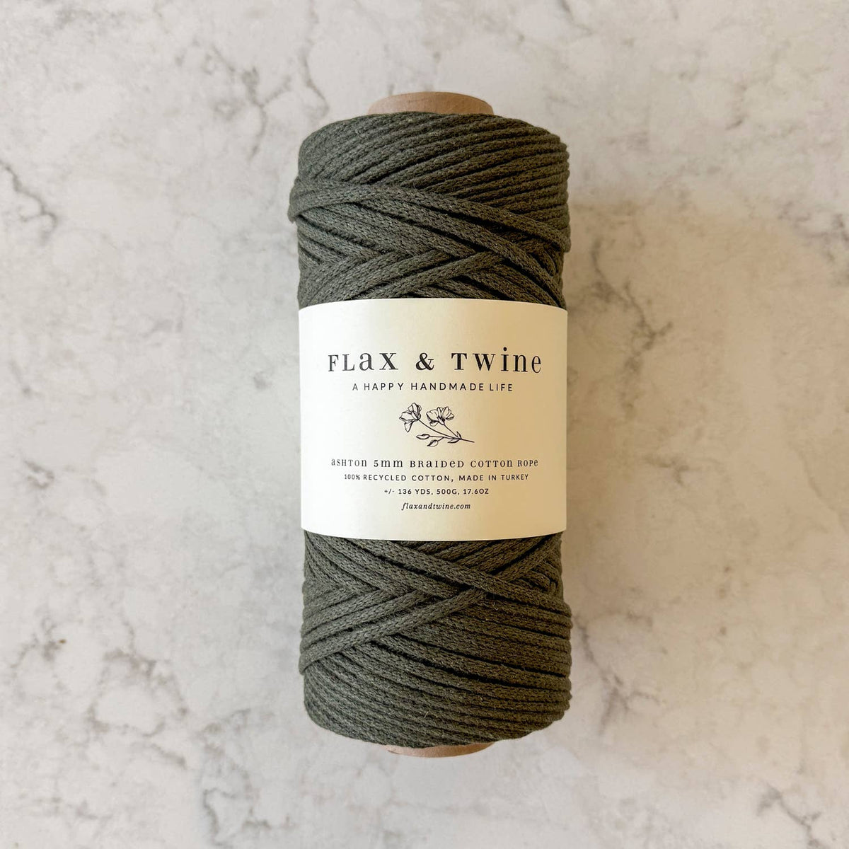 Cuerda trenzada de algodón Ashton de 5 mm de Flax & Twine