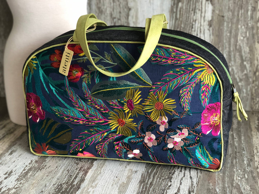 Bolsa de viaje Overnighter Weekender Flora de Atenti, hecha a mano en EE. UU.