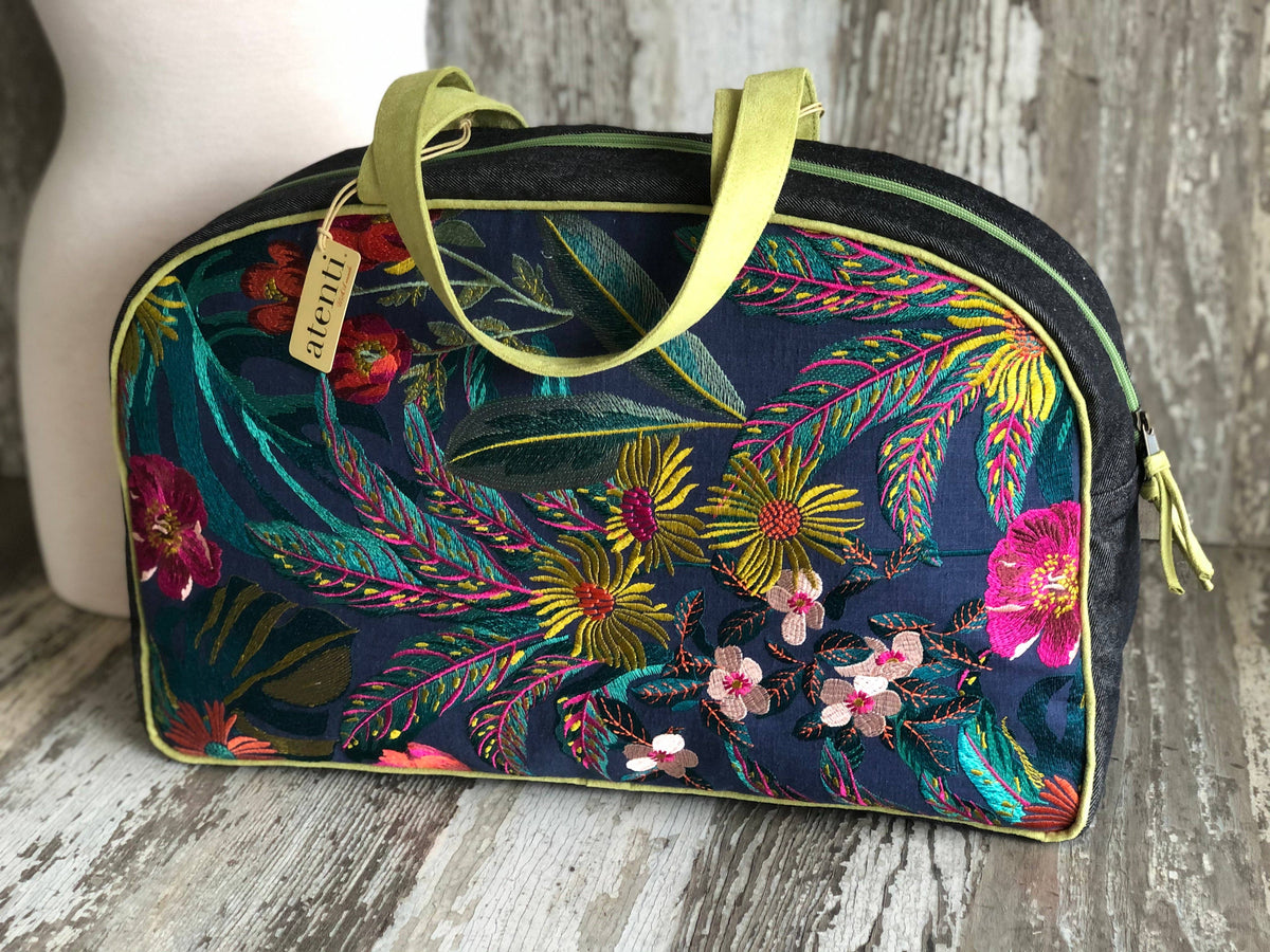 Bolsa de viaje Overnighter Weekender Flora de Atenti, hecha a mano en EE. UU.