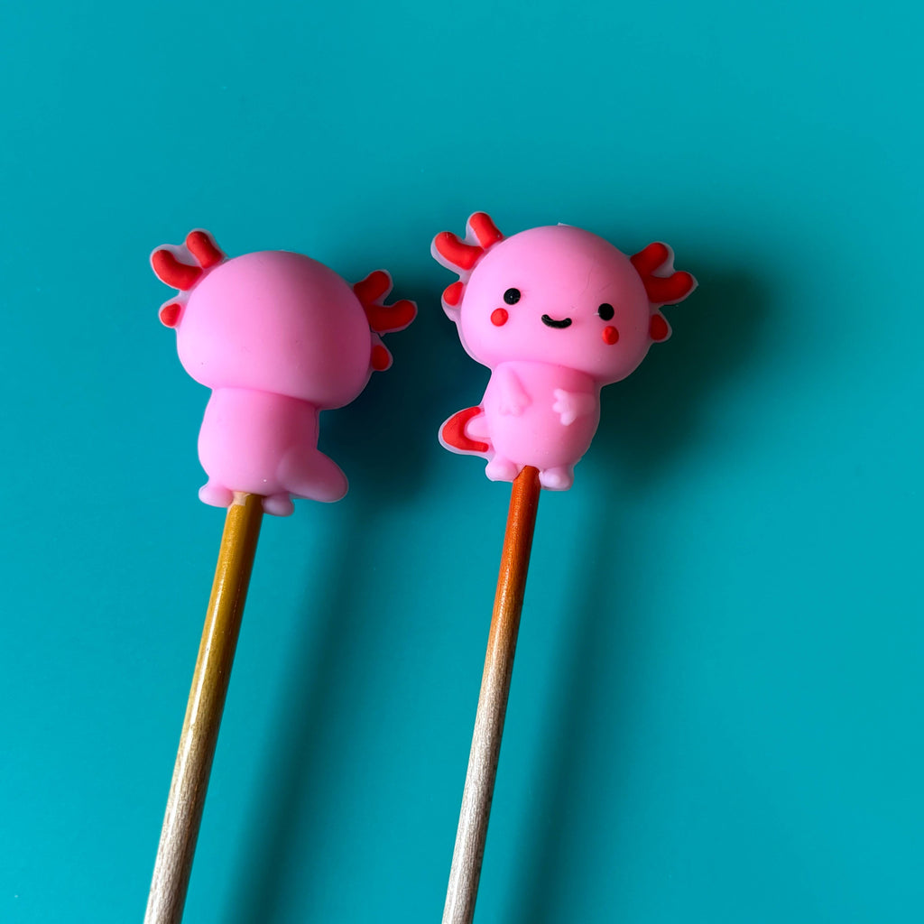 Protectores de puntas para agujas de tejer - ajolote 3D, animales tiernos, de Comma Craft Co