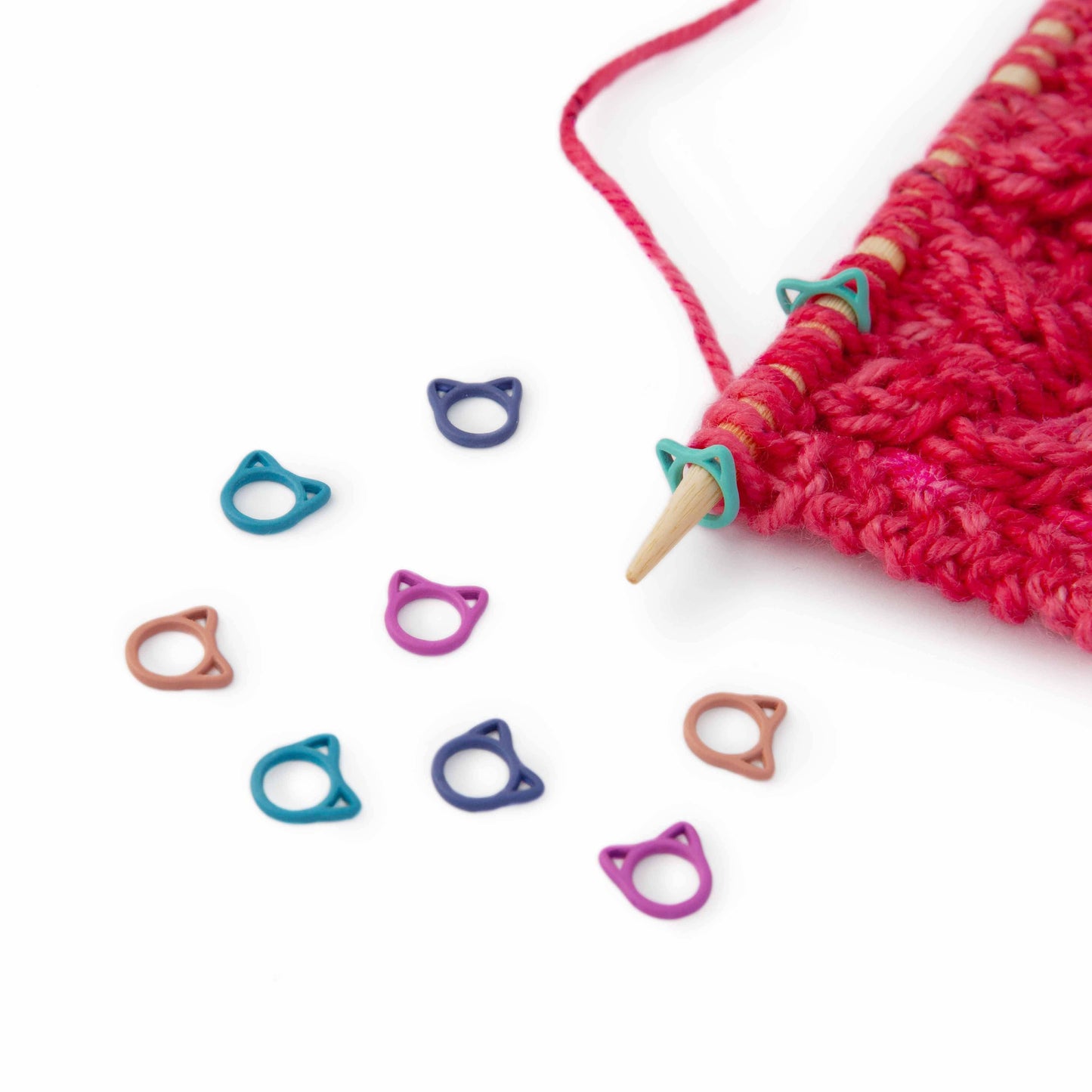 Solid Rainbow Cats - Simple Stitch Markers for Knitting: Medium (up to US 8)