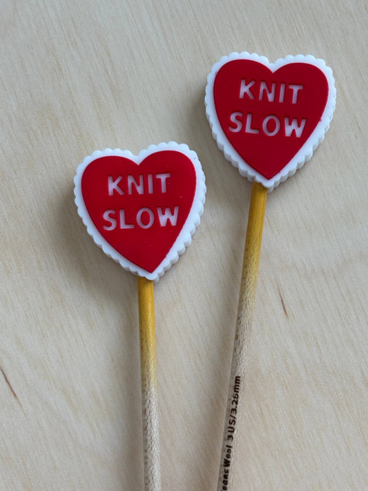*Exclusive* Knitting Needle Point Protector Knit Slow Hearts