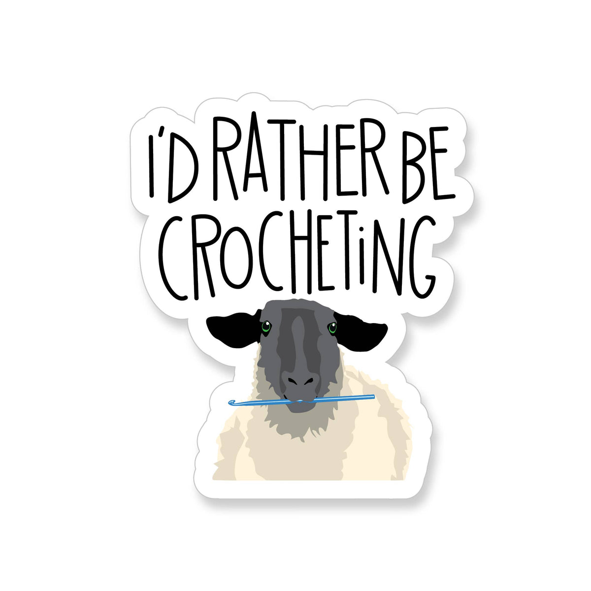 I'd Rather Be Crocheting Sheep Vinyl Sticker by Apartment 2 Cards