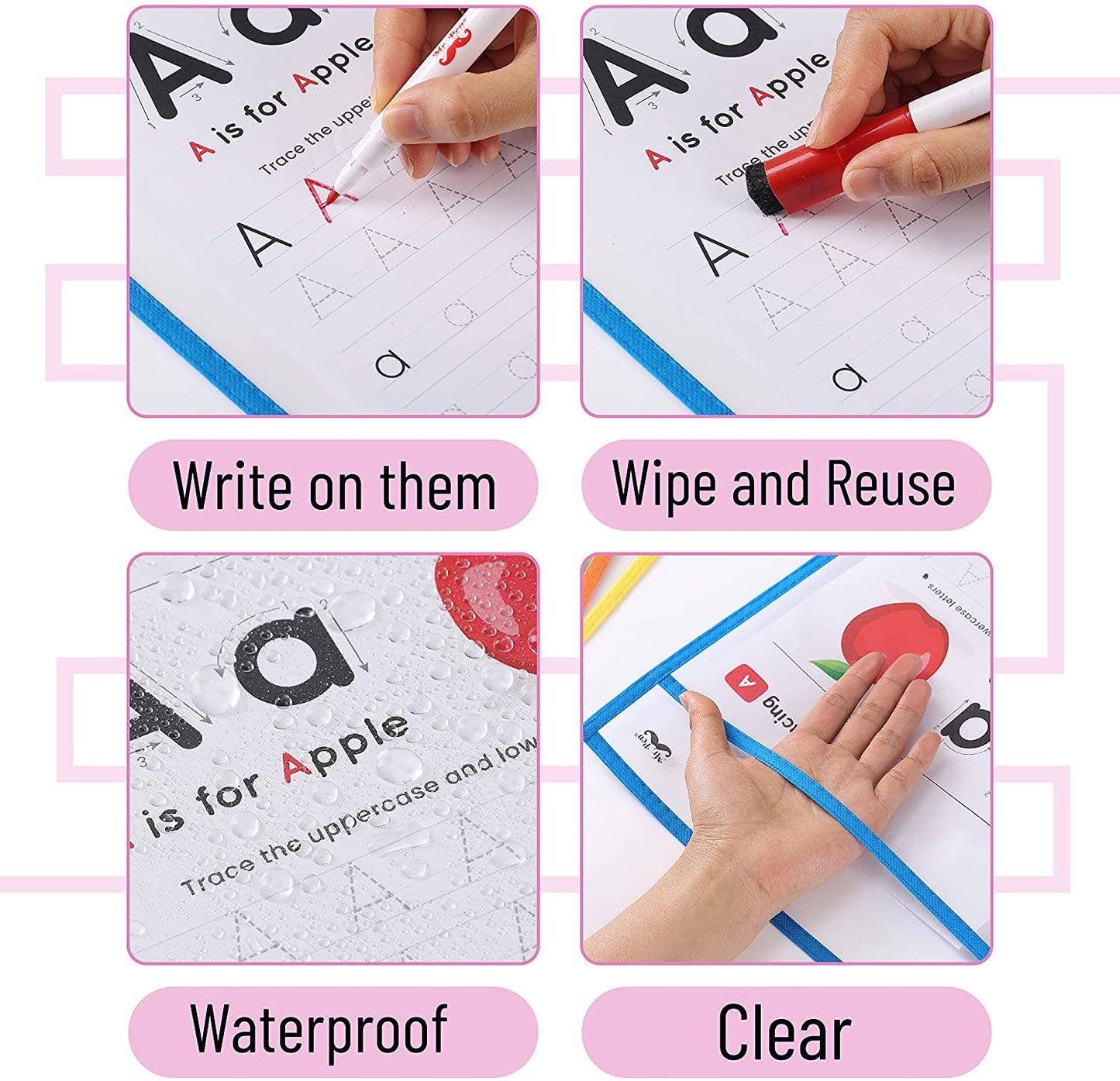 Colorful Dry Erase Pocket Sleeves - Multicolor
