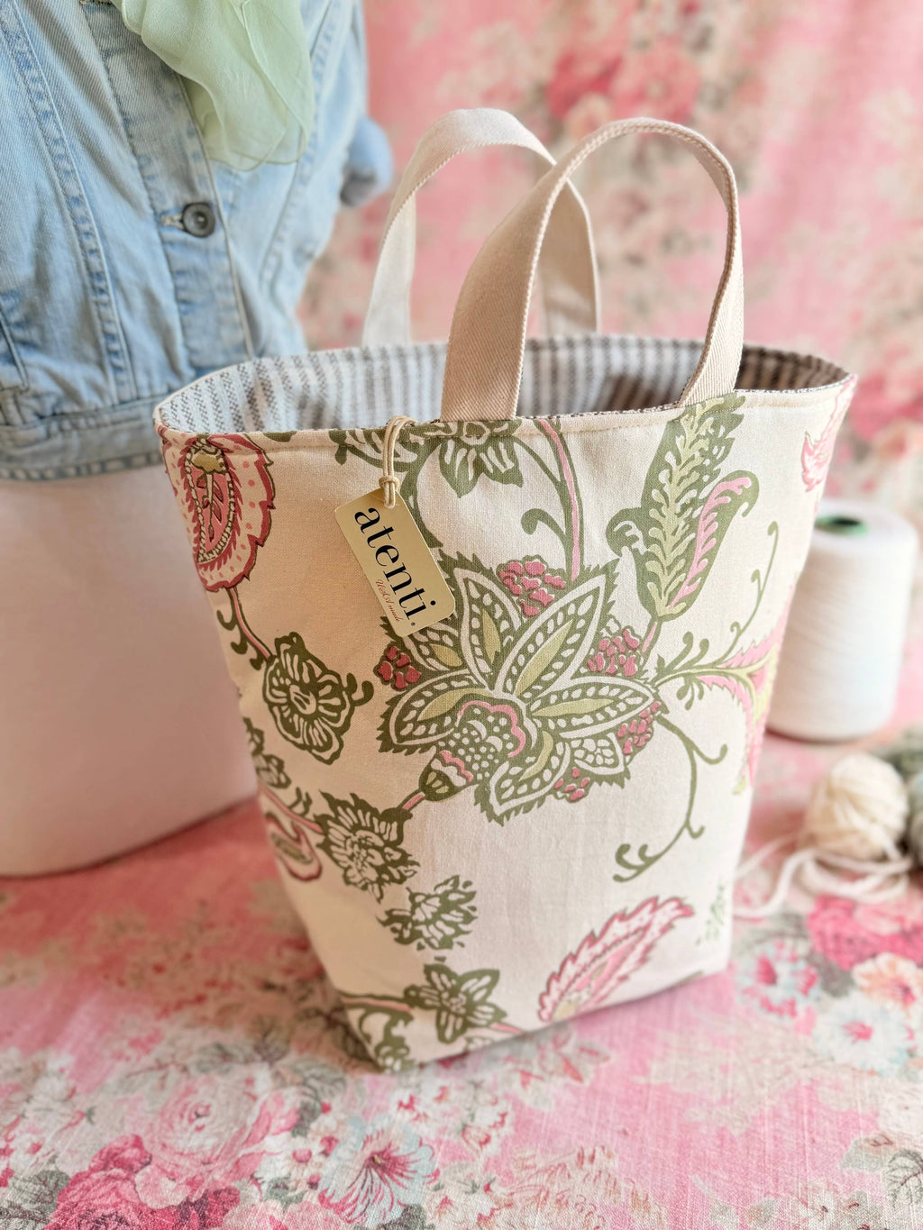 Rosalie Hope Basket – bolsa tote floral para tejer y crochet, hecha a mano en EE. UU. de Atenti