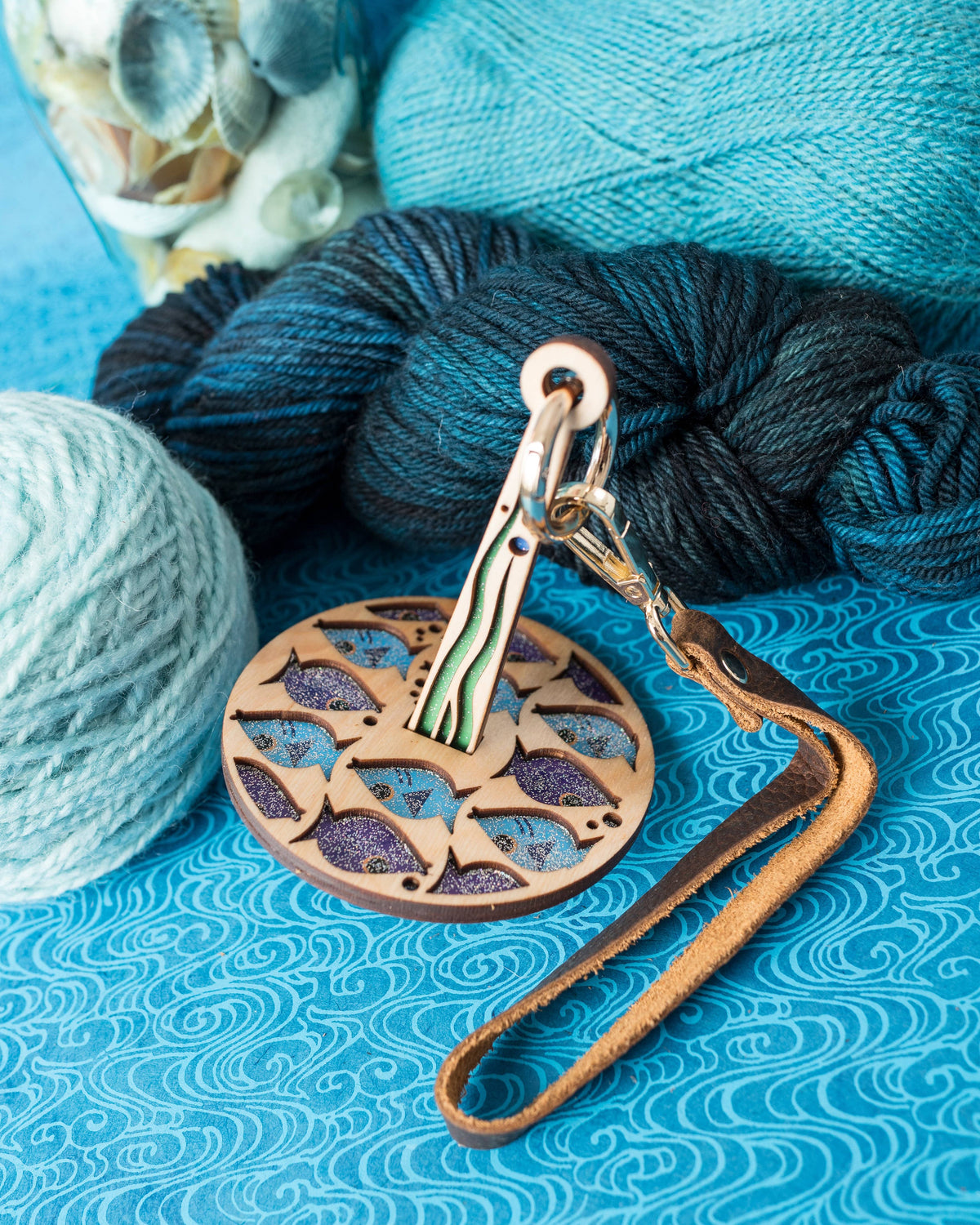 Fishes Handmade Mini Minder for Knitting/Crochet: Original Mini Minder by Lemonwood