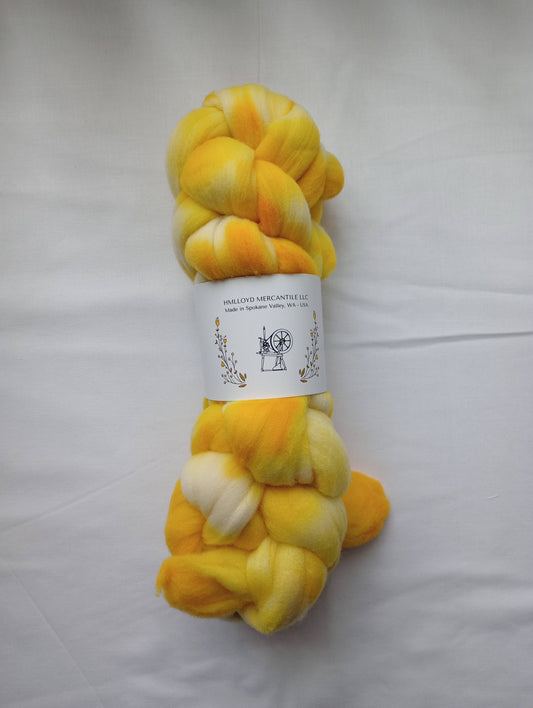 Hand Dyed Roving - Rambouillet - 100 gram Braids
